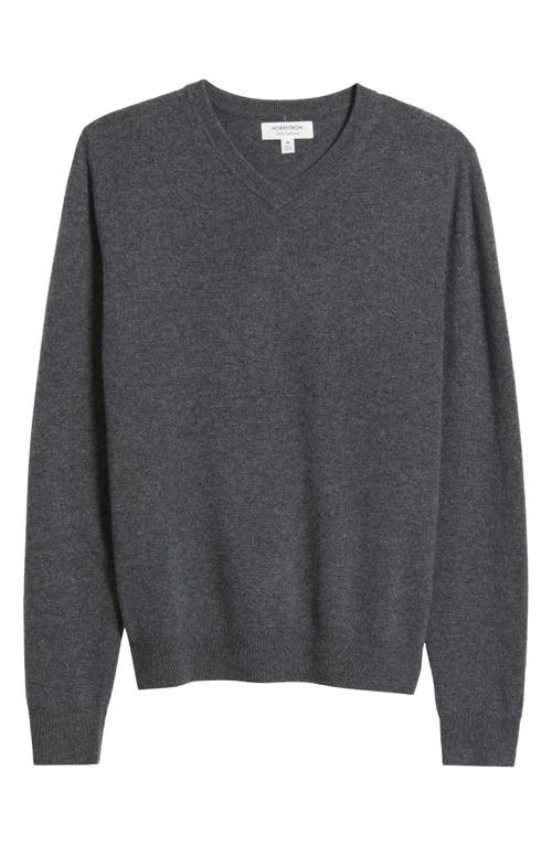 Nordstrom Cashmere V-neck Sweater In Gray