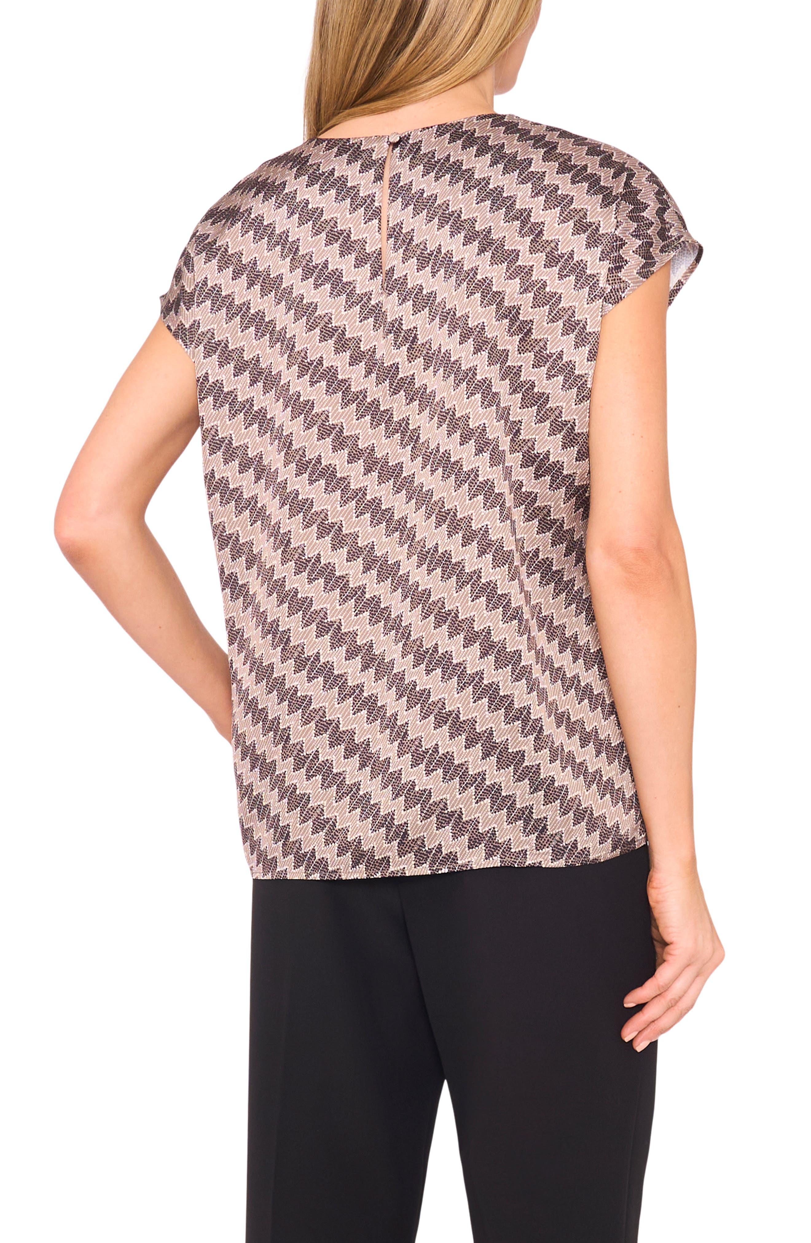 Zigzag Dot Print Cap Sleeve Shell - image 2