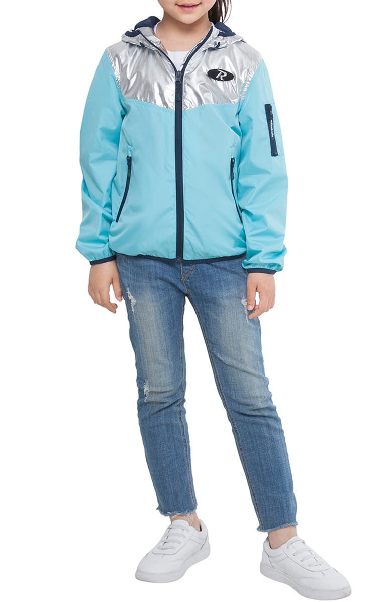 Rokka&Rolla Kids' Lightweight Lined Windbreaker, Alternate, color, Metallic Teal