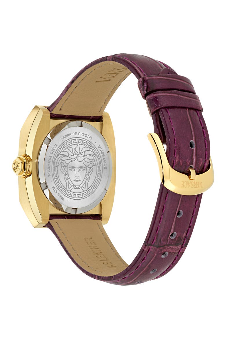 Antares Leather Strap Watch, 35mm, Alternate, color, IP YELLOW GOLD