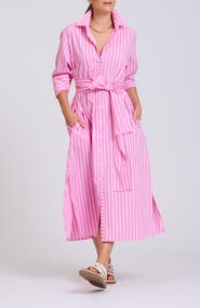 SHIRTY Stripe Oversize Long Sleeve Cotton Poplin Shirtdress
