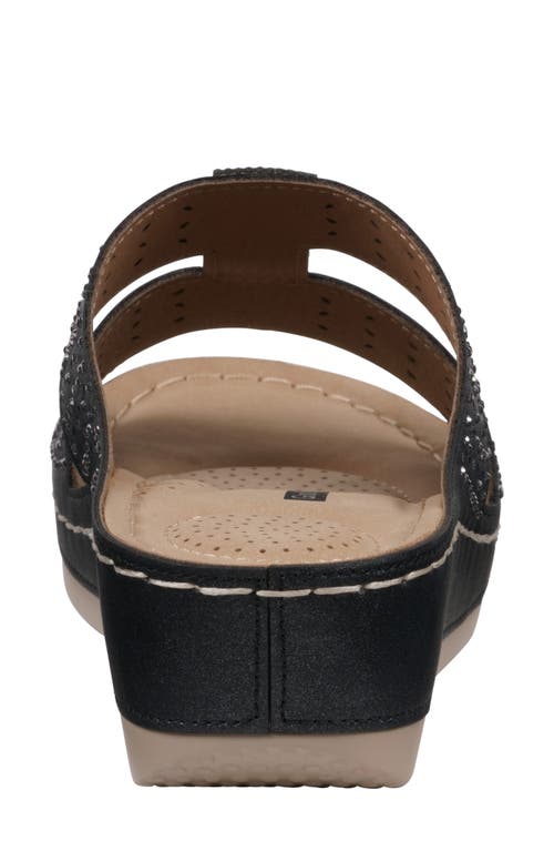 Gc Shoes Carrie Rhinestone Wedge Sandal In Black