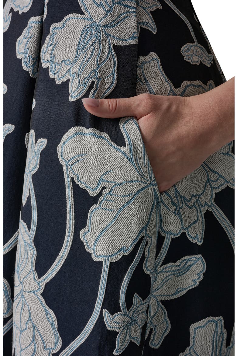 Floral Jacquard Strapless Dress, Alternate, color, NIGHTFALL/ CREAM