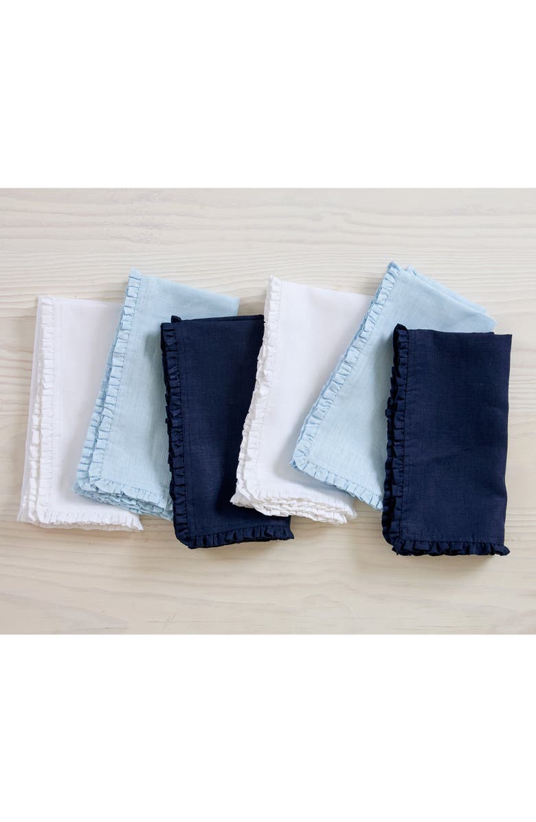 Solino Home Linen Dinner Napkins - Juliette Ruffle, 20" x 20", Alternate, color, White