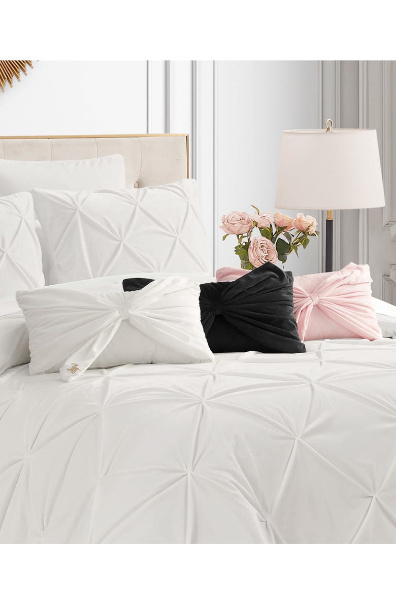 Juicy Couture Velvet Bow Accent Pillow, Alternate, color, Black