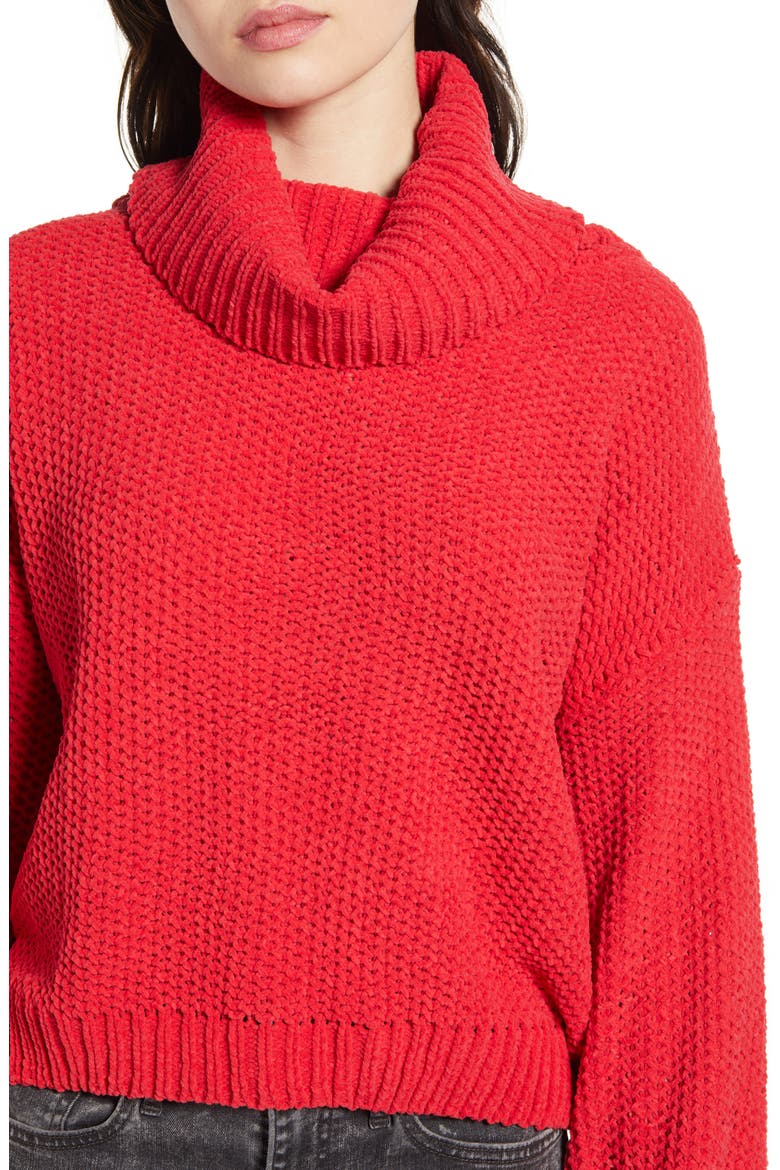 Chenille Turtleneck Sweater, Alternate, color, RED