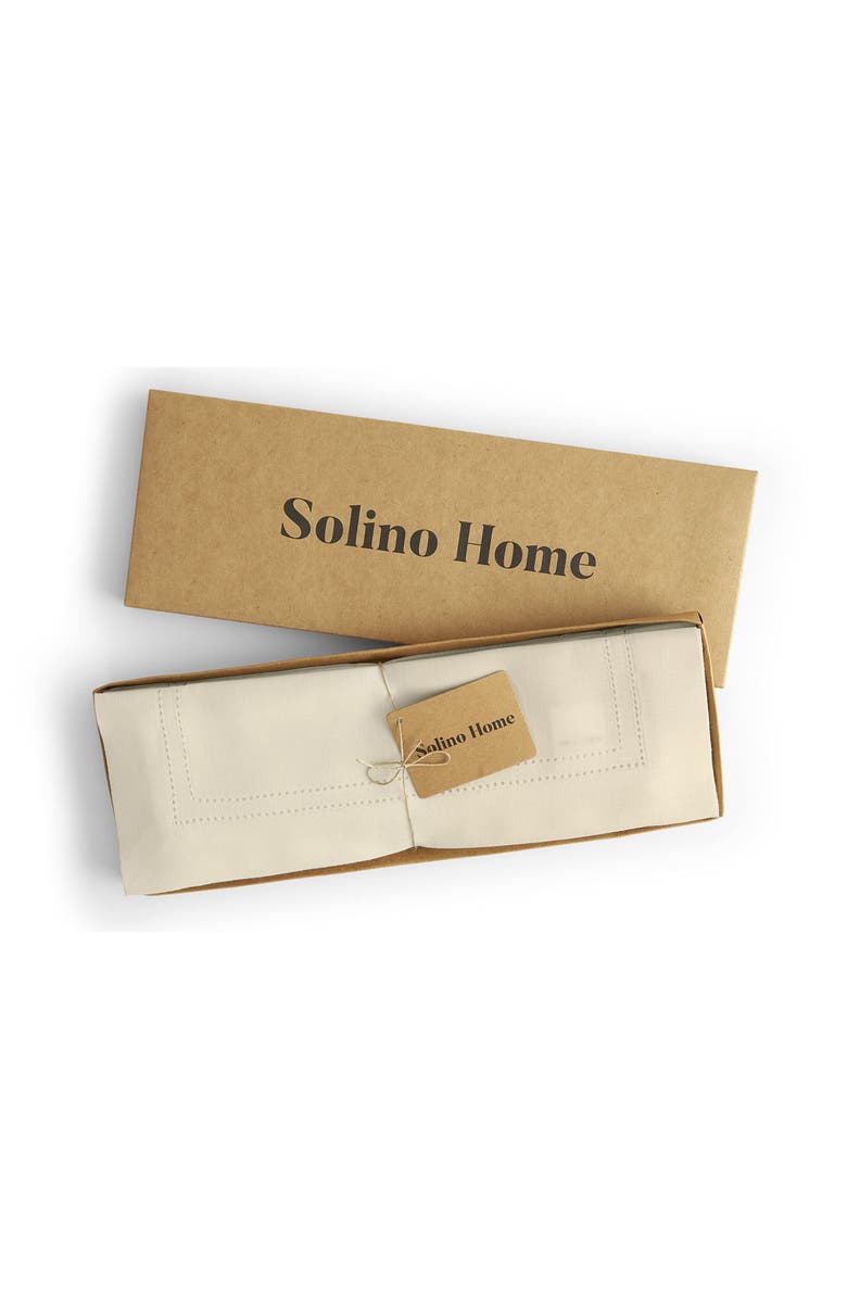 Solino Home Linen Placemats Set of 4, 14 x 19 Inch for Dining Table, Holiday and Everyday Table Decor - Linen Double Hemstitch, Alternate, color, Ivory