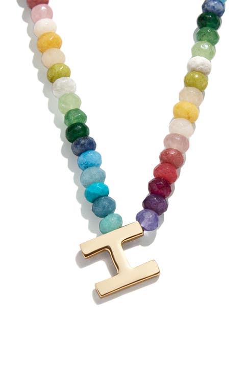 Rainbow Beaded Initial Pendant Necklace