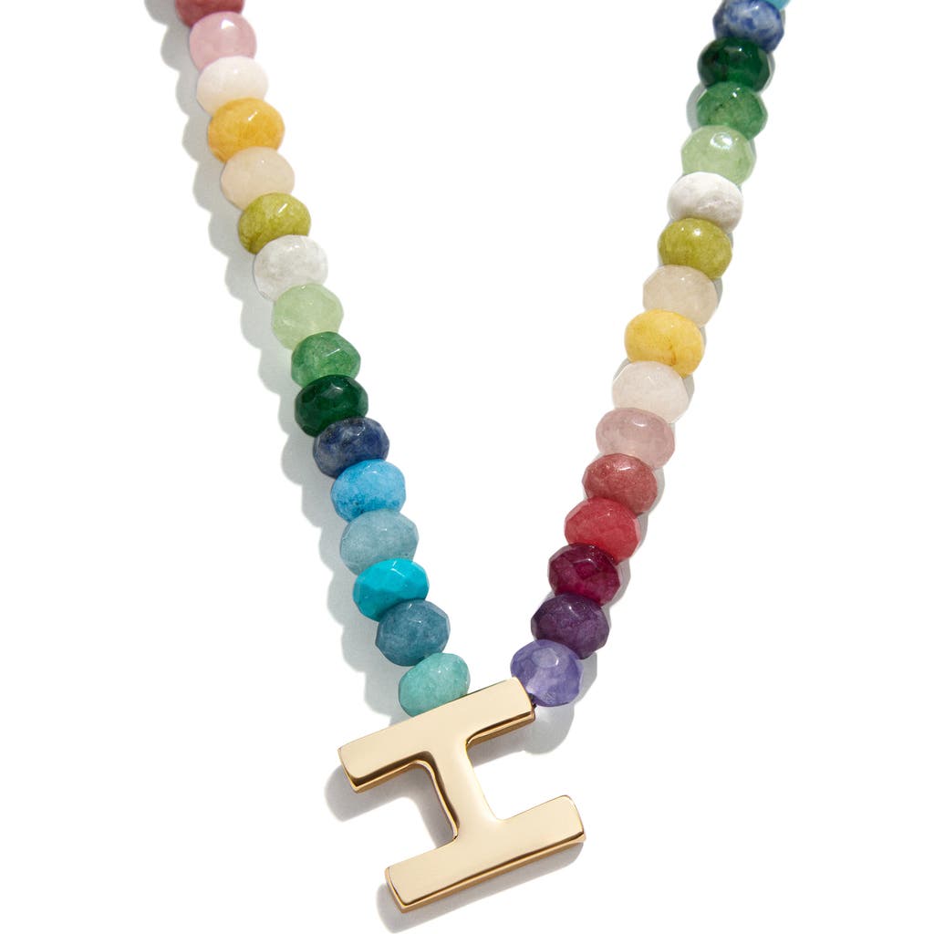 Baublebar Rainbow Beaded Initial Pendant Necklace In Rainbow Multi - H