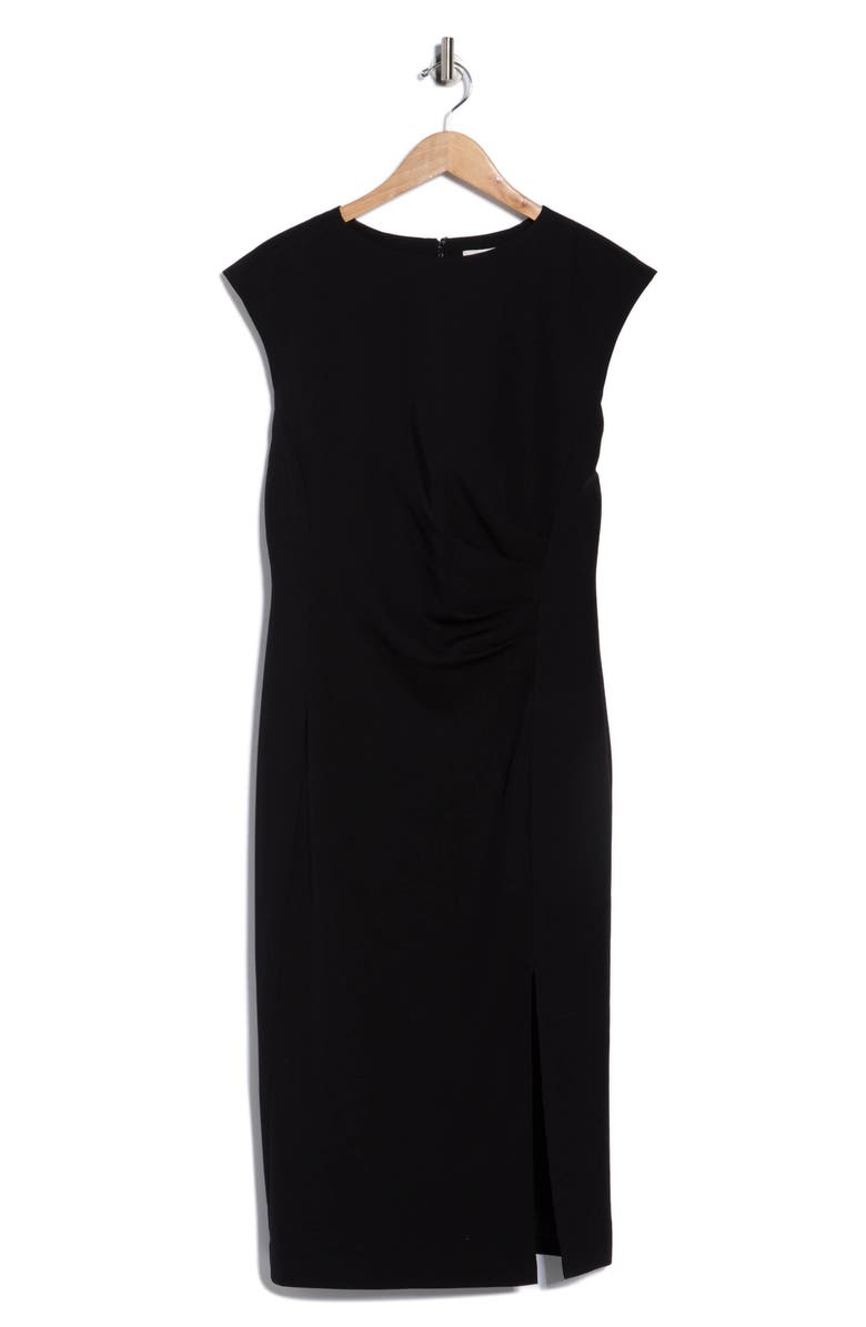 NORDSTROM RACK Pleated Suiting Midi Dress, Alternate, color, Black