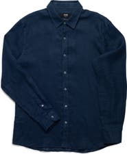 Mavi Jeans Solid Indigo Linen Button-Up Shirt