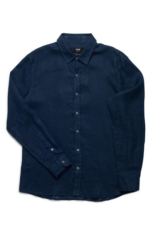 Mavi Jeans Solid Indigo Linen Button-up Shirt