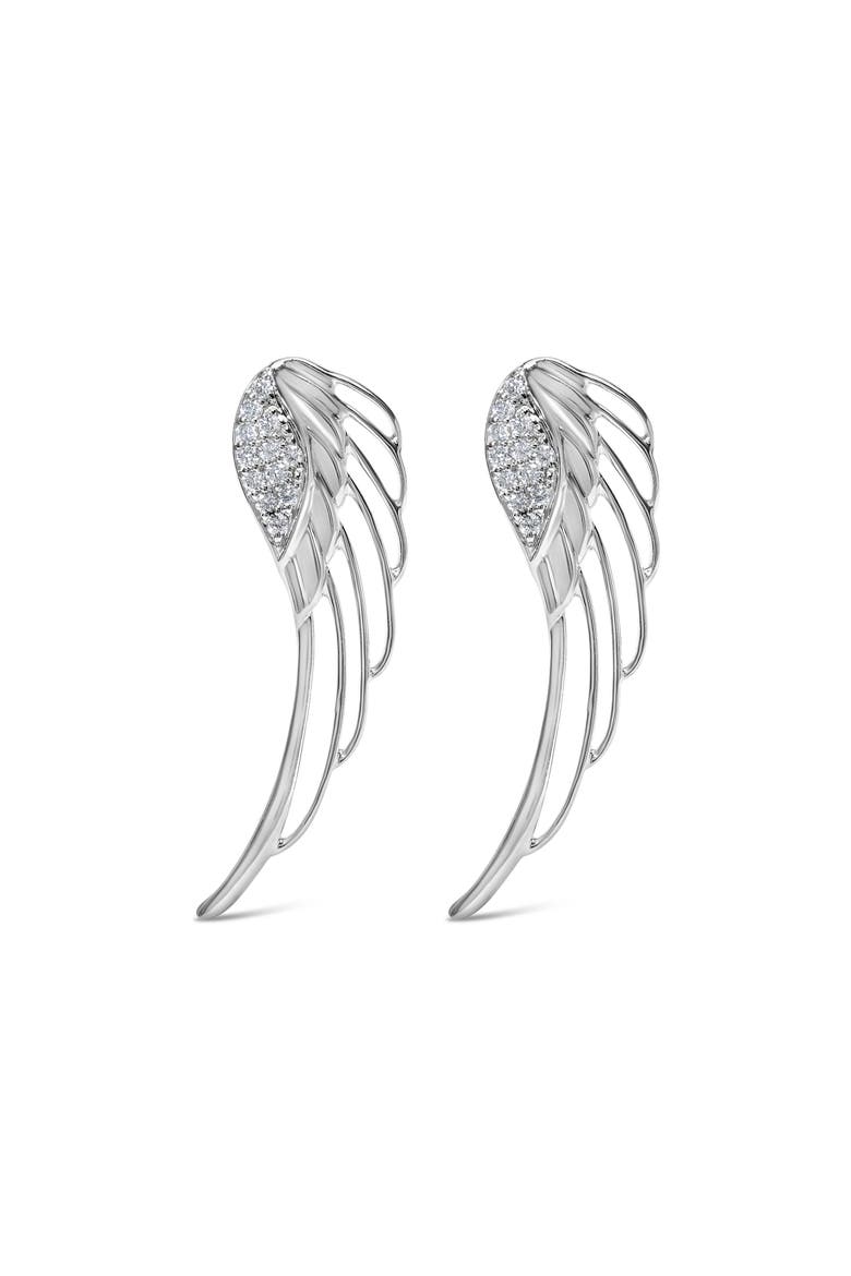 14K White Gold 1/4 Cttw Lab Grown Diamond Angel Wing Stud Earrings, Main, color, White