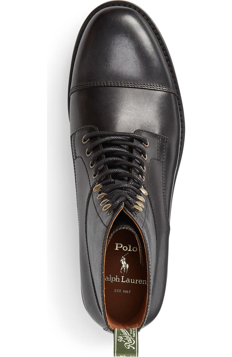 Polo Ralph Lauren Bryson Cap Toe Boot, Alternate, color, Black Leather