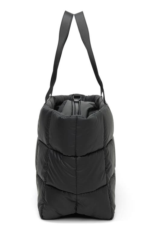 Veecollective Porter Marché Water Resistant Quilted Recycled Nylon Tote In Matte Black