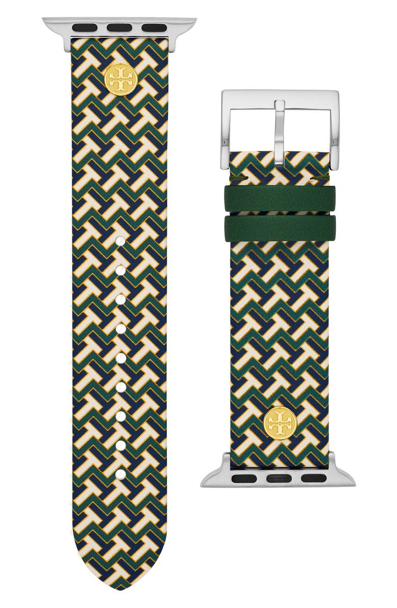 Tory Burch T-Zag Leather Strap for Apple Watch<sup>®</sup>, 38mm/40mm, Alternate, color, 