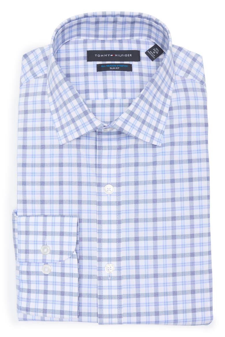 All Season Slim Fit Dress Shirt, Alternate, color, NAVY MULTI