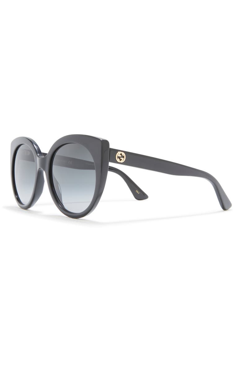 Gucci 55mm Gradient Cat Eye Sunglasses, Alternate, color, Black Black Grey