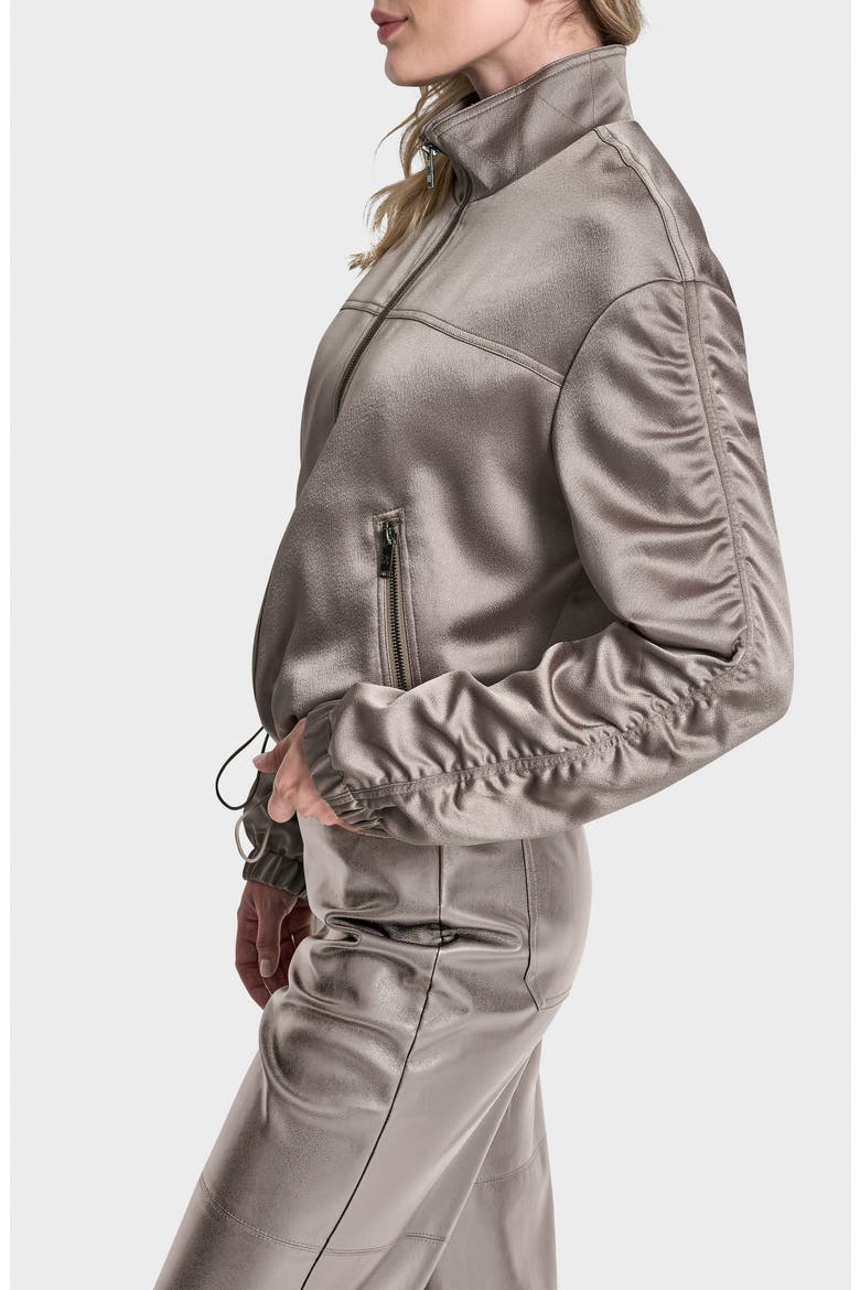 Ruched Sleeve Bomber Jacket, Alternate, color, TAN