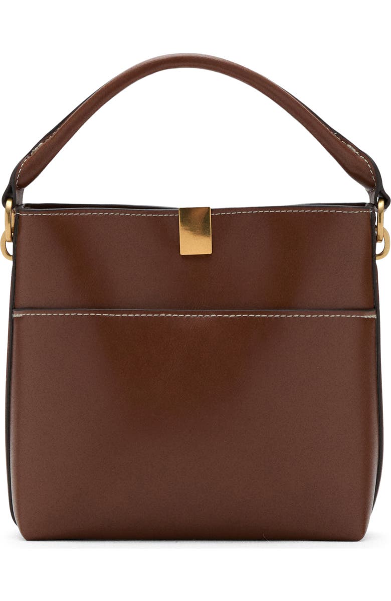 MANGO Faux Leather Bucket Bag, Main, color, Leather