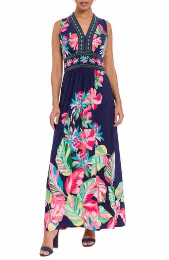 London Times V-Neck Maxi Dress