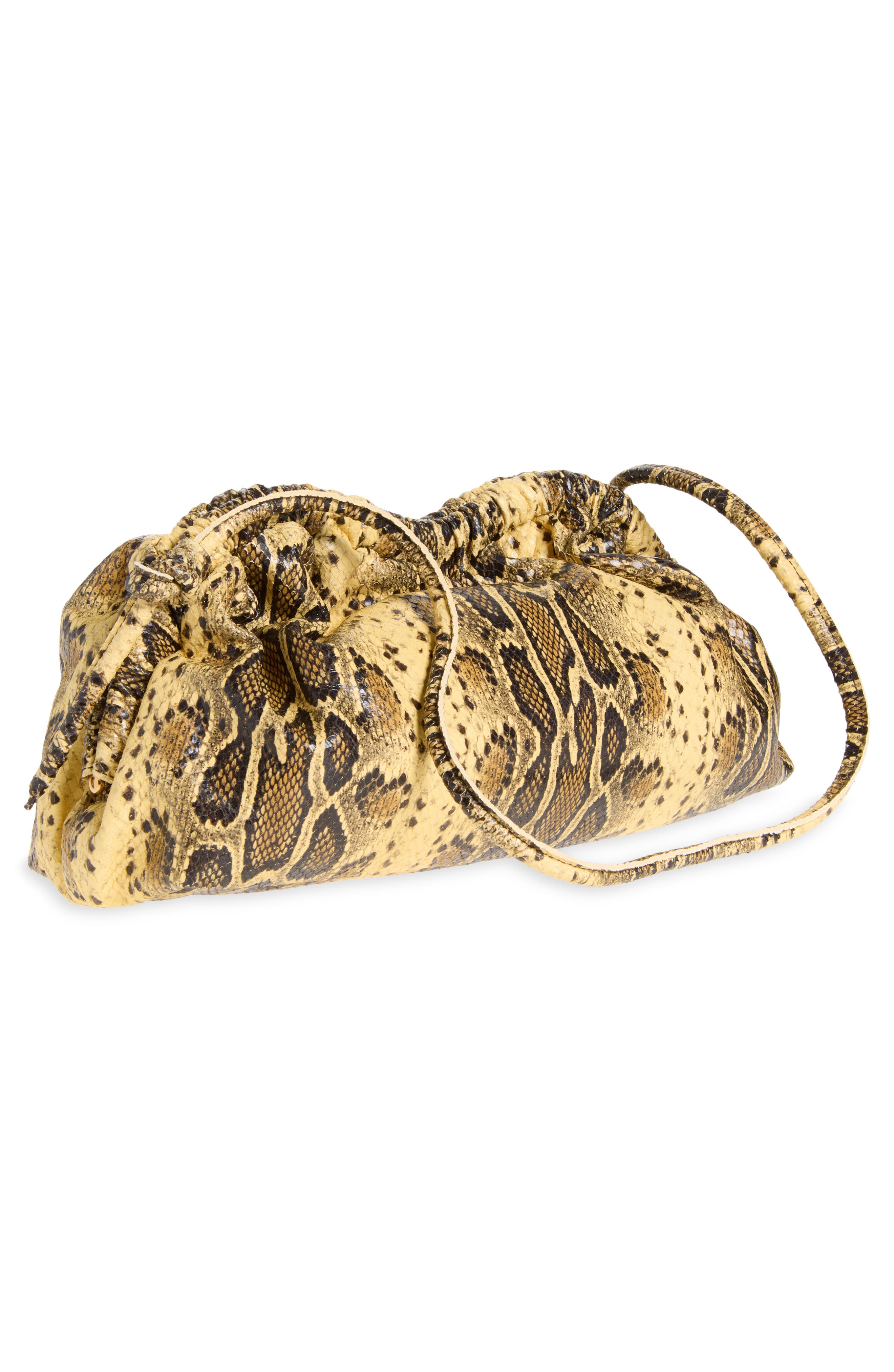 Oversized Cloud Snakeskin Embossed Leather Clutch, Alternate, color, GOLDEN ROCCIA