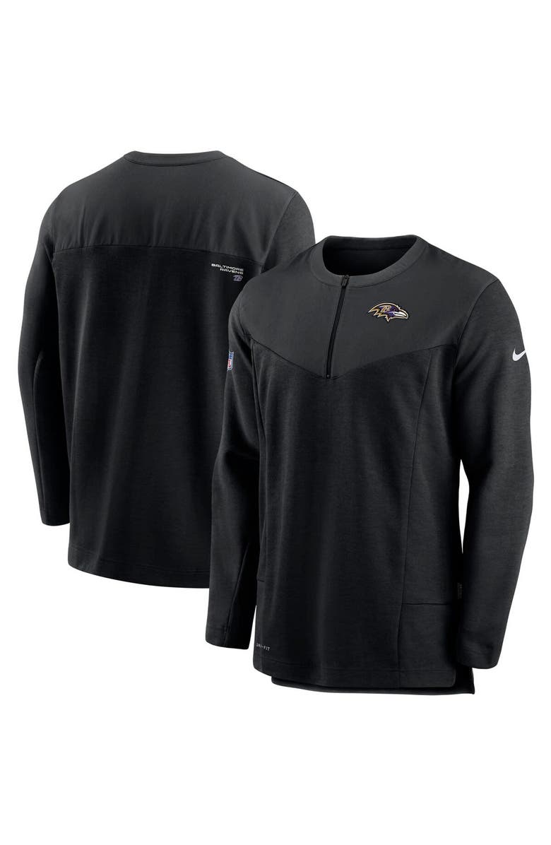 Nike Men's Nike Black Baltimore Ravens Sideline Half-Zip UV Performance Jacket, Main, color, Black