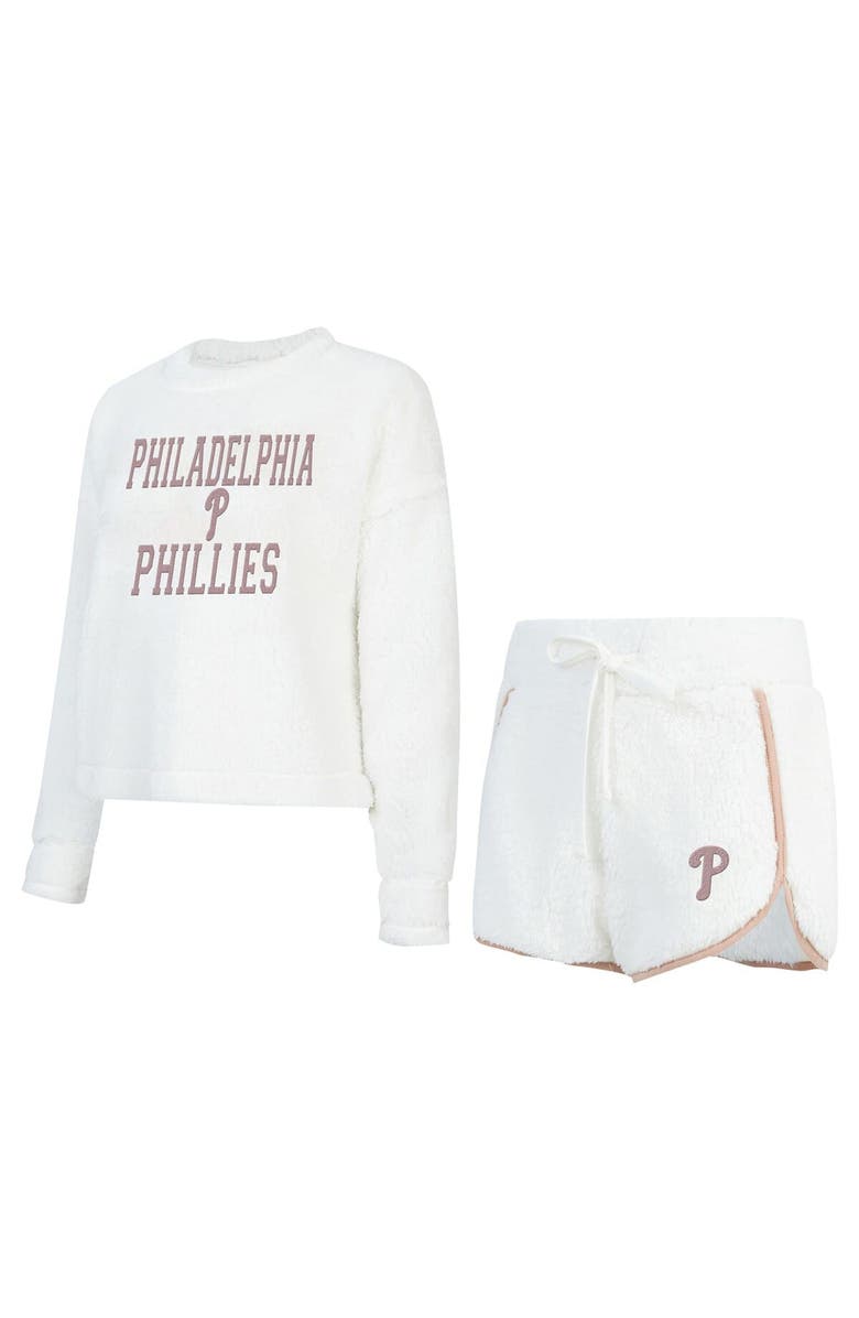 CONCEPTS SPORT Women's Concepts Sport White Philadelphia Phillies Painter Sherpa Long Sleeve T-Shirt & Short Set, Main, color, White