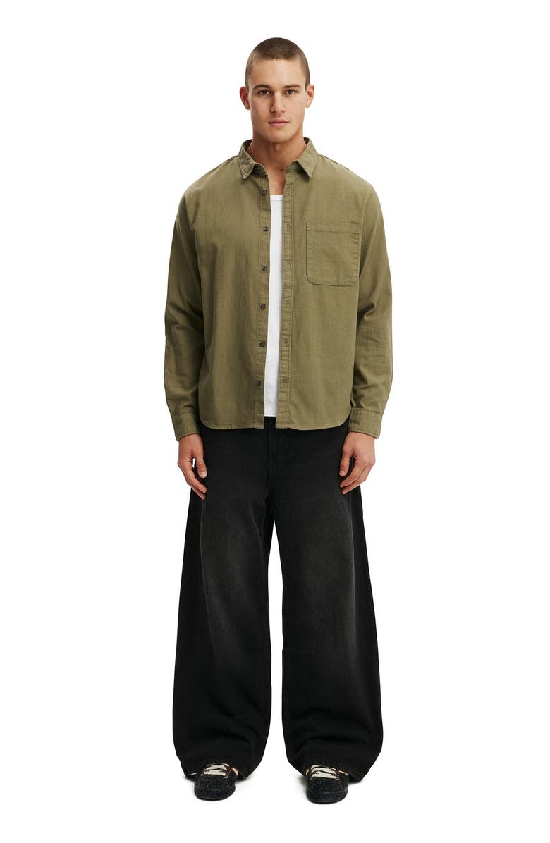 Cotton On Men's Lewis Long Sleeve Shirt, Alternate, color, Washed Khaki