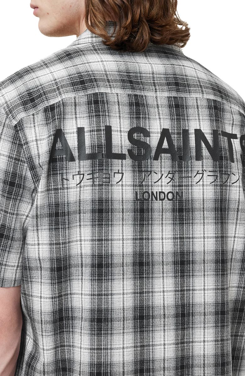 AllSaints Undermono Plaid Button-Up Shirt, Alternate, color, Black/ White