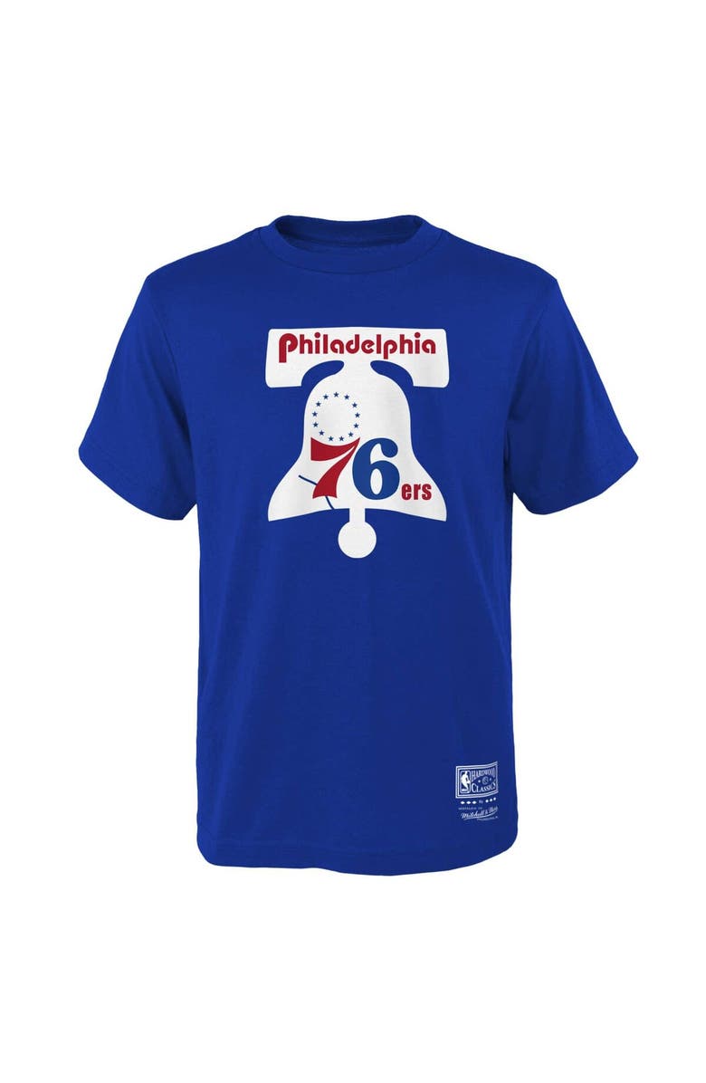 Mitchell & Ness Youth Mitchell & Ness Royal Philadelphia 76ers Hardwood Classics Retro Logo T-Shirt, Main, color,