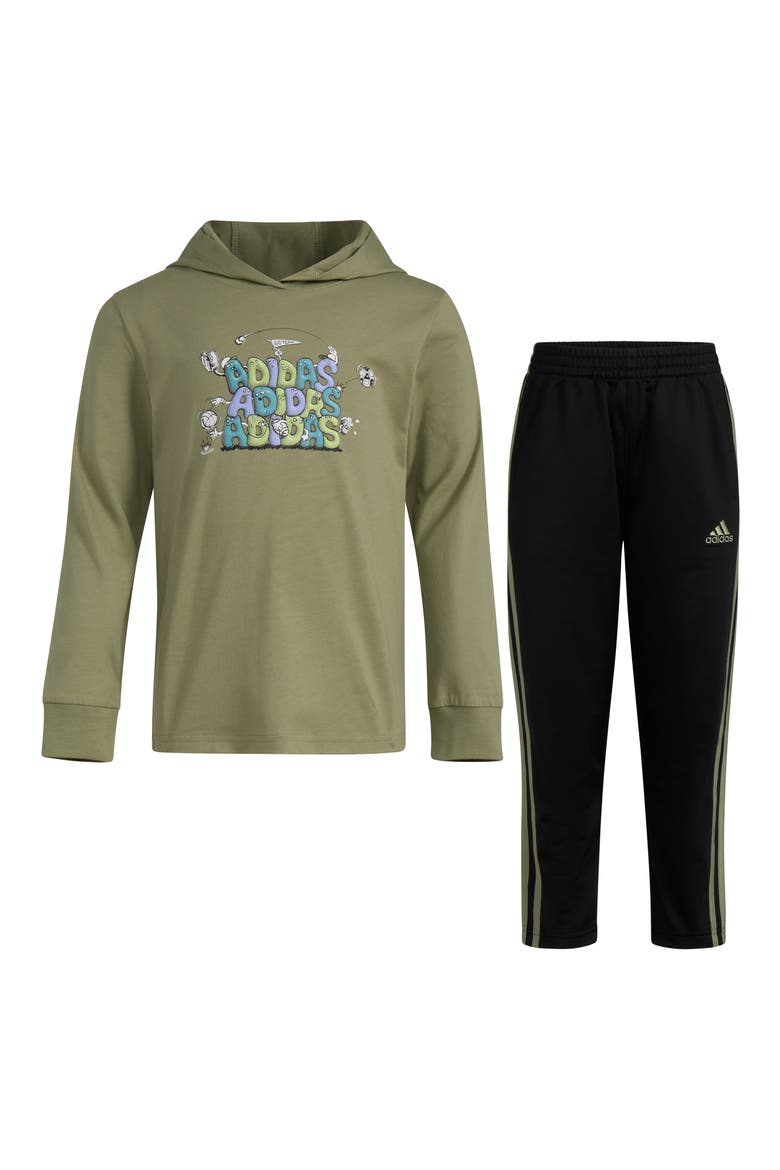 Kids' Long Sleeve Hooded T-Shirt & Track Pants Set, Main, color, GREEN