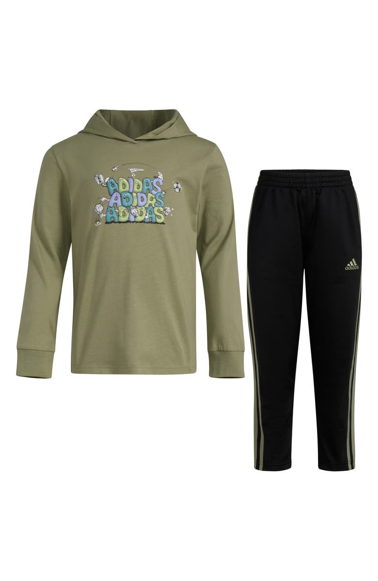 adidas Kids' Long Sleeve Hooded T-Shirt & Track Pants Set, Main, color,