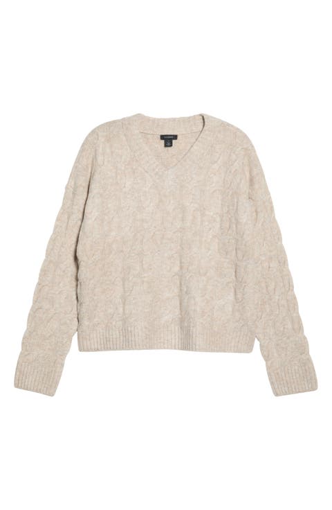 Cable Knit V-Neck Sweater