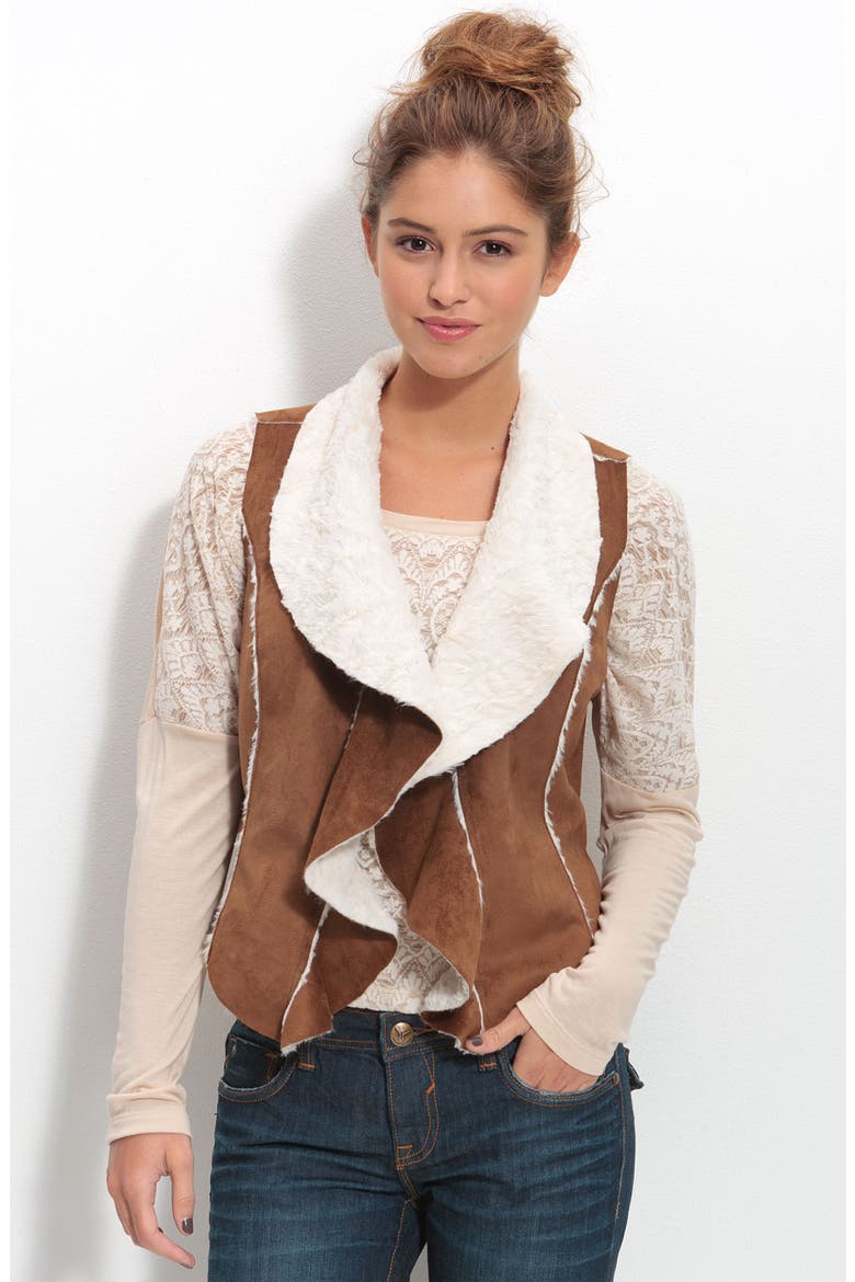 Faux Shearling Vest, Main, color, TEAK