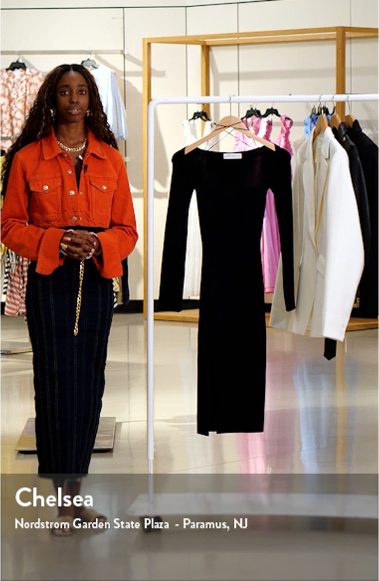 Aquerelle Sweetheart Neck Long Sleeve Sweater Dress, sales video thumbnail