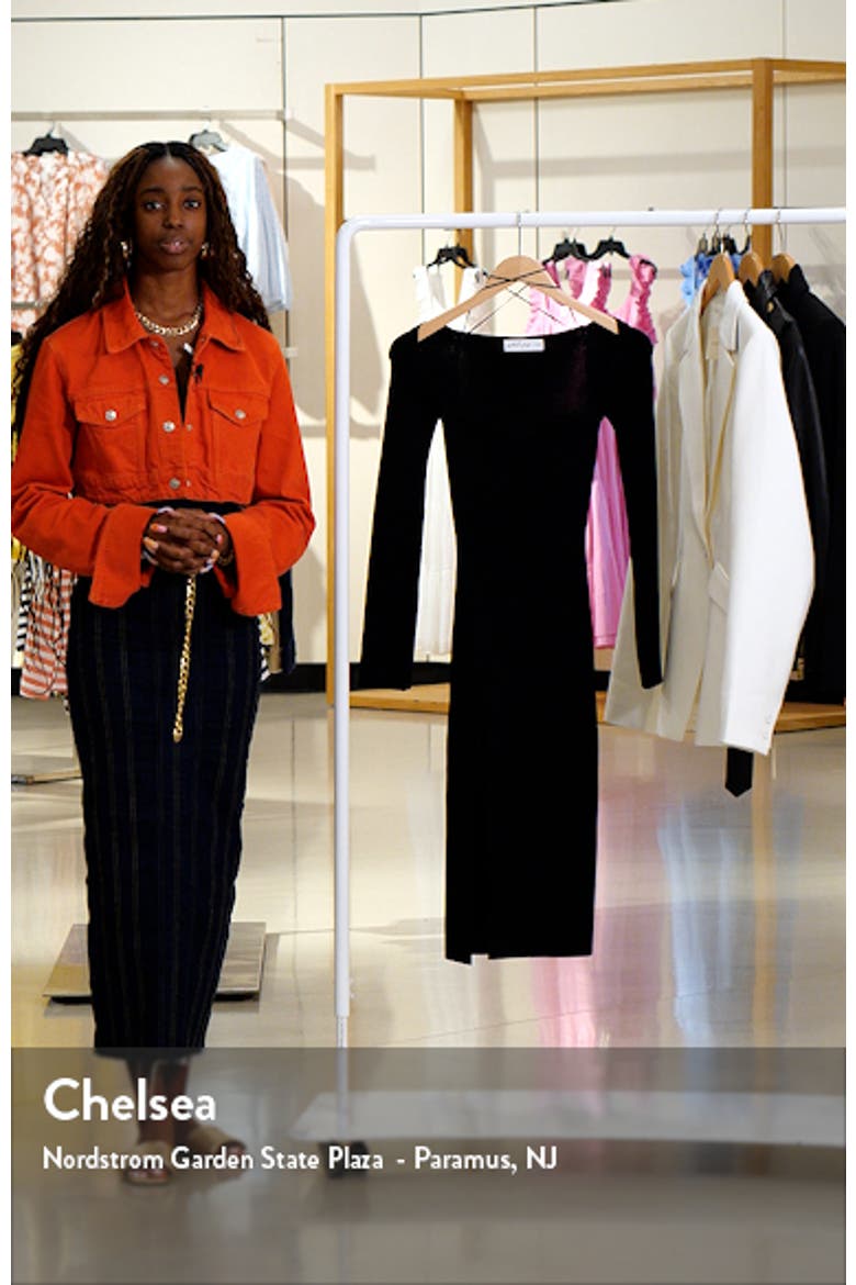 Aquerelle Sweetheart Neck Long Sleeve Sweater Dress video