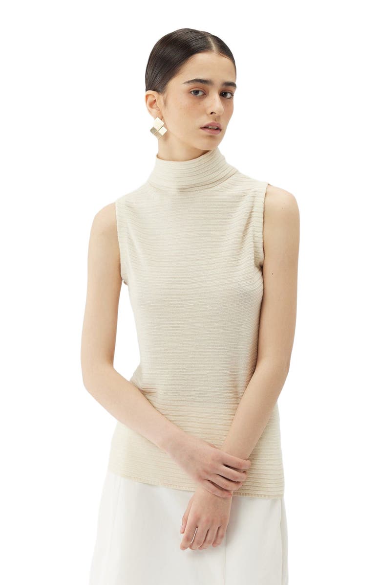 GOBI Mongolian Cashmere Lightweight Cashmere Silk Turtleneck, Alternate, color, Marshmallow