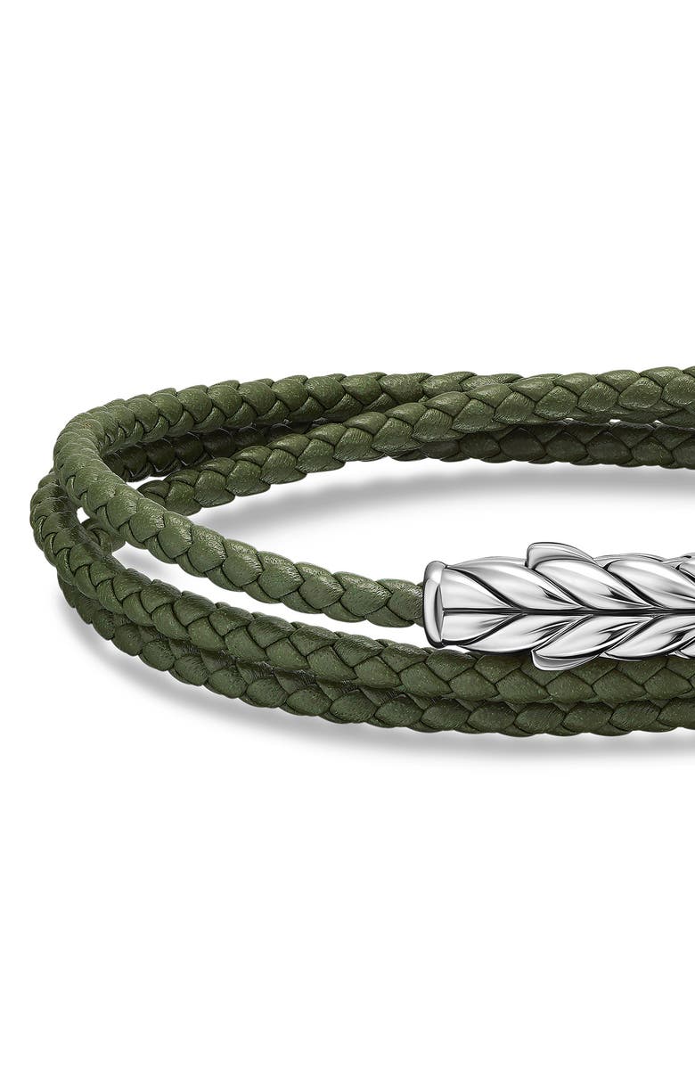 David Yurman Men's Triple Wrap Chevron Bracelet, Alternate, color, Green/ Silver