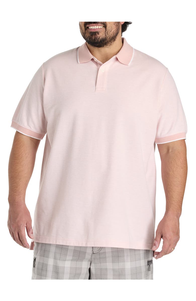 Harbor Bay by DXL Big & Tall Oxford Tipped Polo Shirt, Main, color, Pink