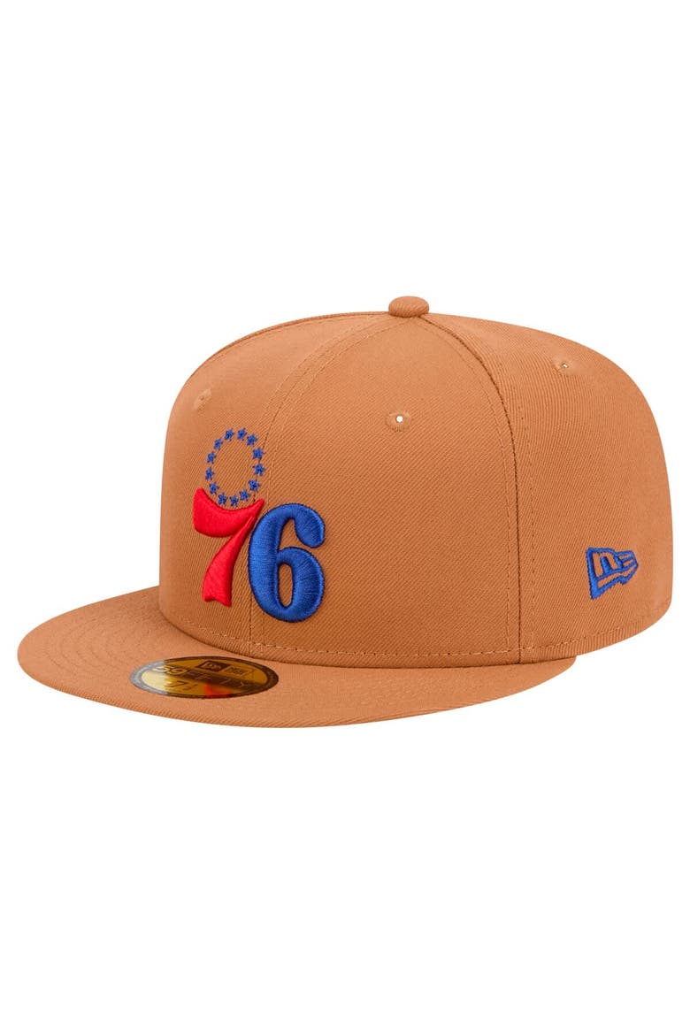 Men's New Era Tan Philadelphia 76ers Color Pack 59FIFTY Fitted Hat, Alternate, color, Tan