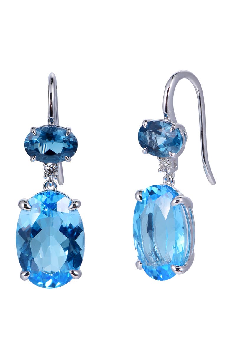 Swiss Blue & London Blue Topaz Earrings with Diamonds, Main, color, Swiss Blue & London Blue