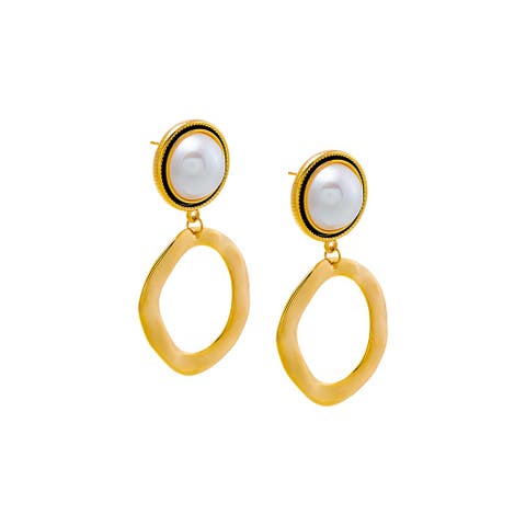 Pearl & Open Oval Drop Earring