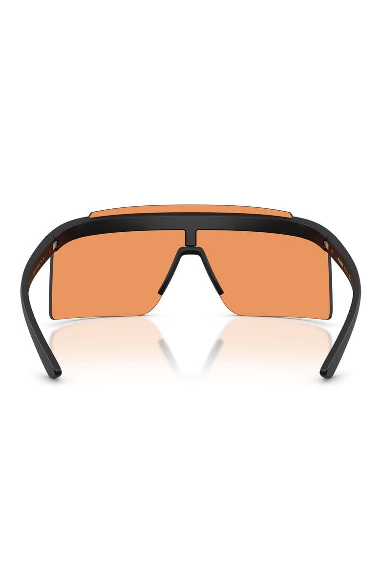 140mm Rectangular Shield Sunglasses, Alternate, color, MATTE BLACK / ORANGE