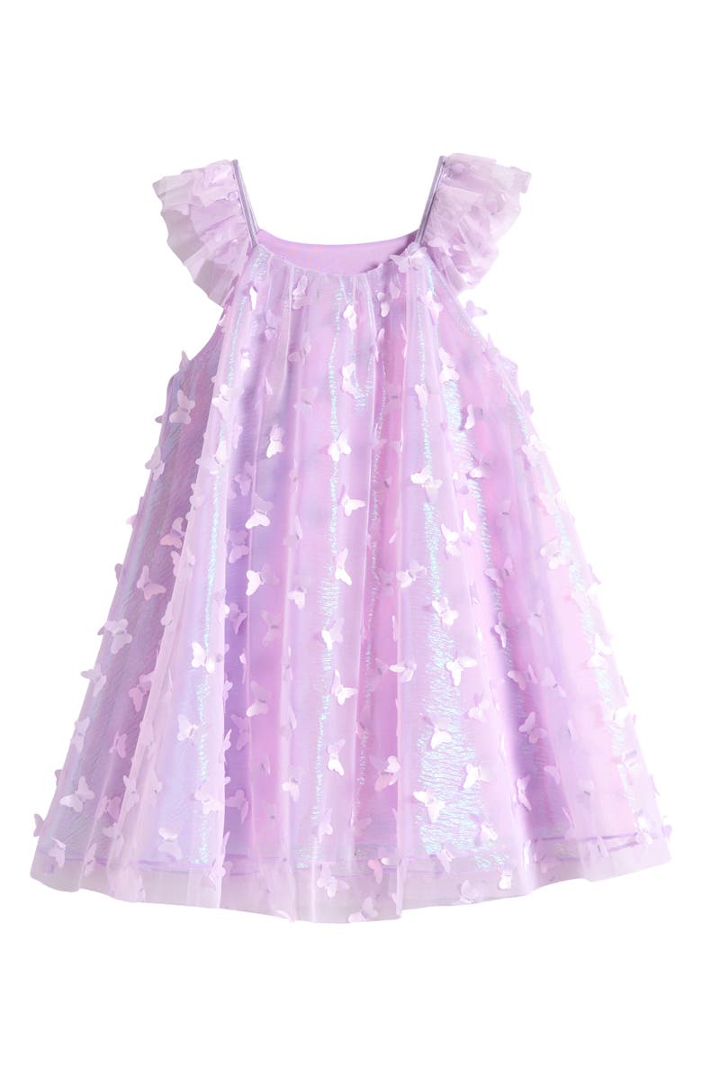Ava & Yelly Kids' 3D Butterfly Irridescent Party Dress, Alternate, color, 