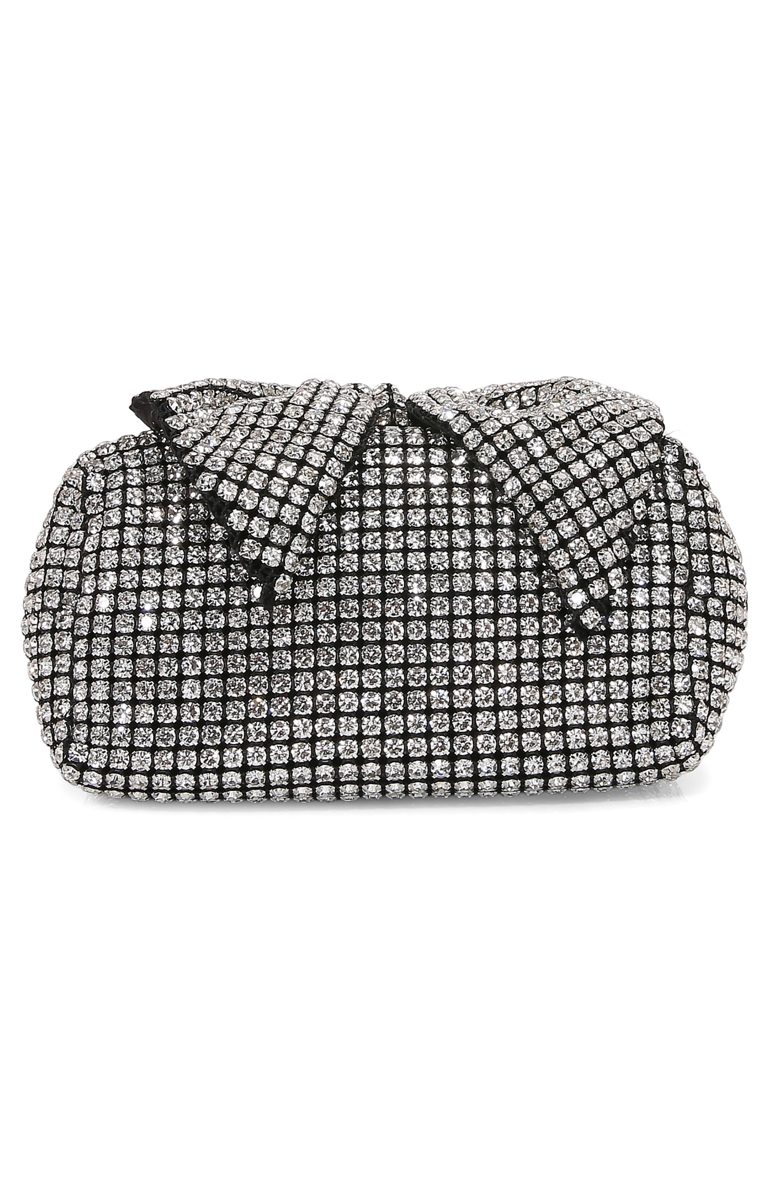 BERNESS Rhinestone Embellished Bow Handbag, Alternate, color, Black