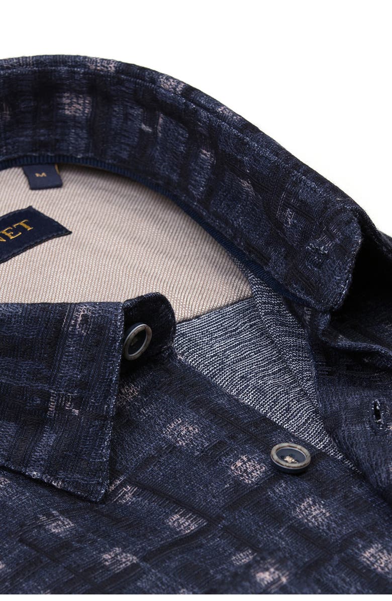 STUDIO GARNET LOS ANGELES Jacquard Knit Shirt, Alternate, color, Oat/Blue