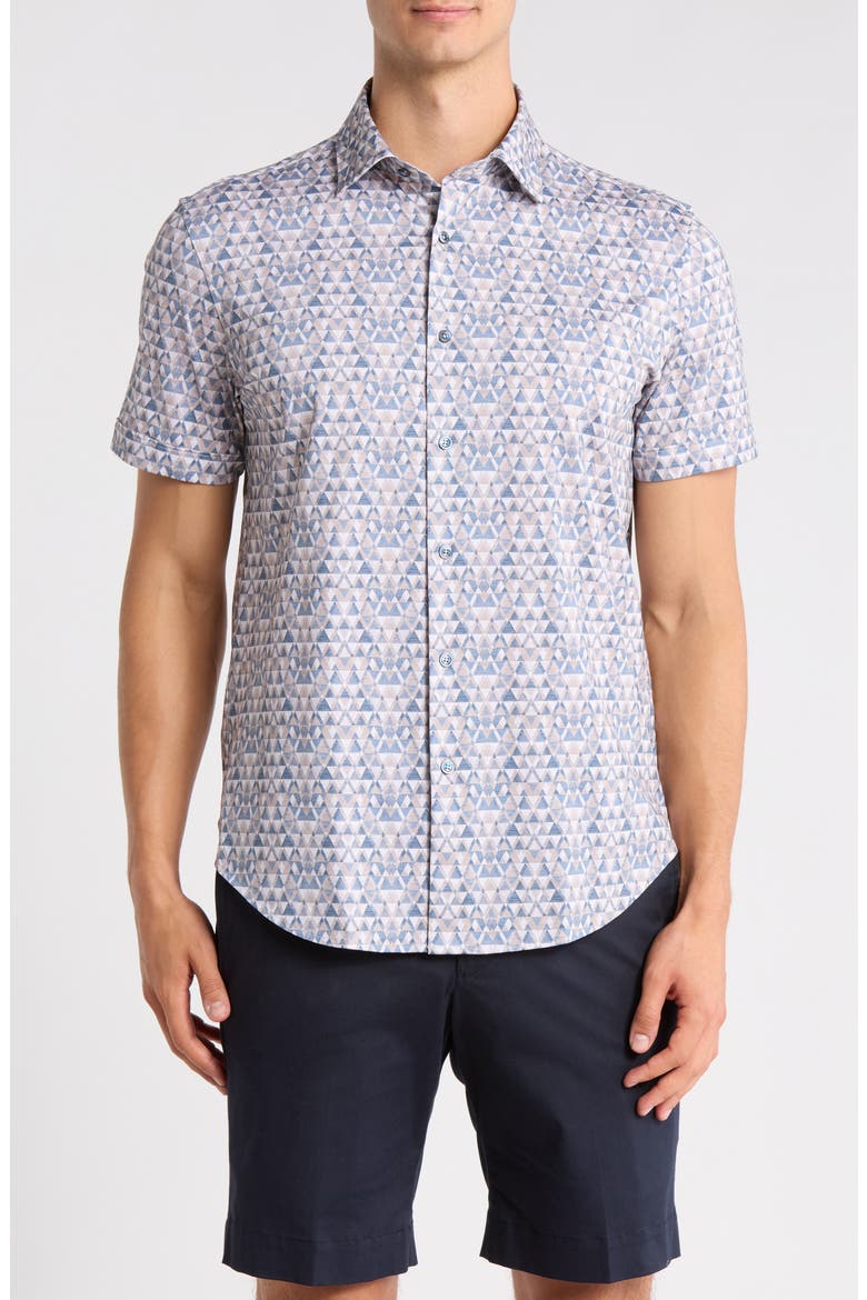Short Sleeve Woven Shirt, Main, color, SAND