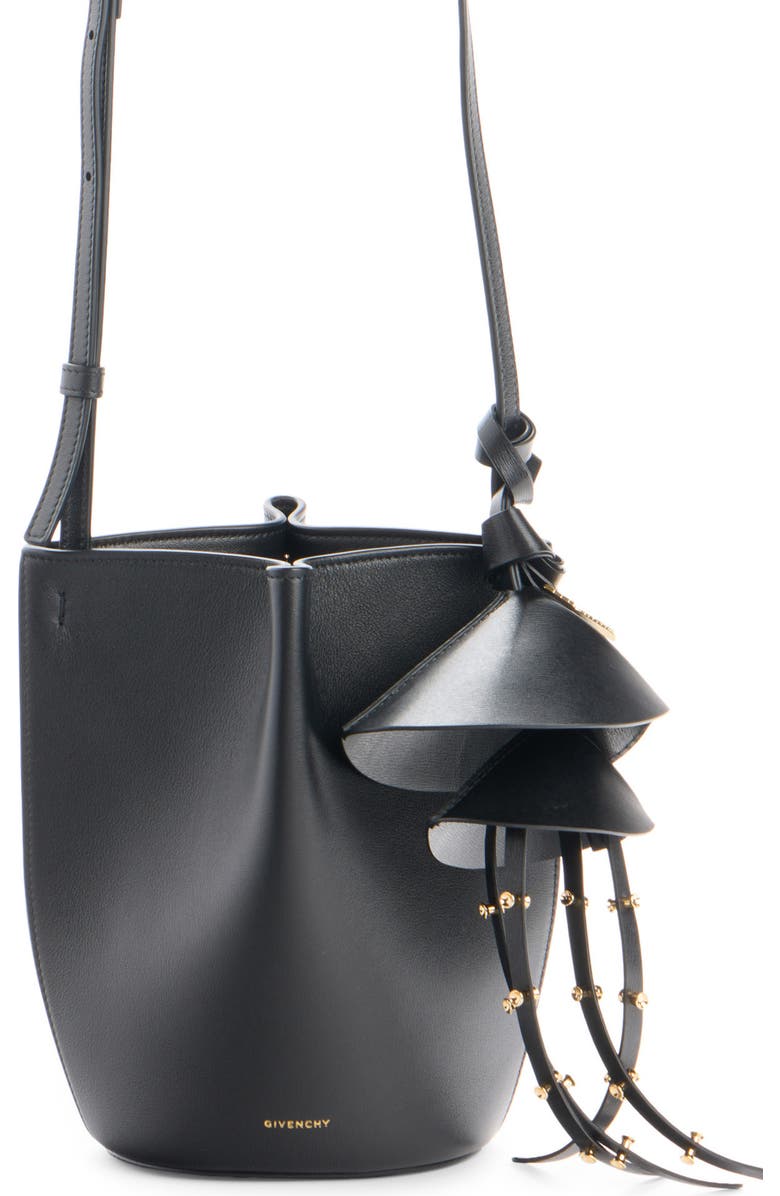 Givenchy Nano Snap Calfskin Bucket Bag, Main, color, Black