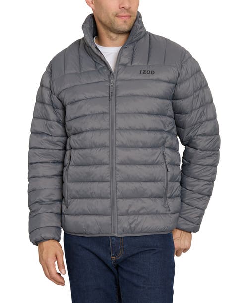 Izod Fleece Lined Hooded Heavyweight Puffer Jacket In Blue